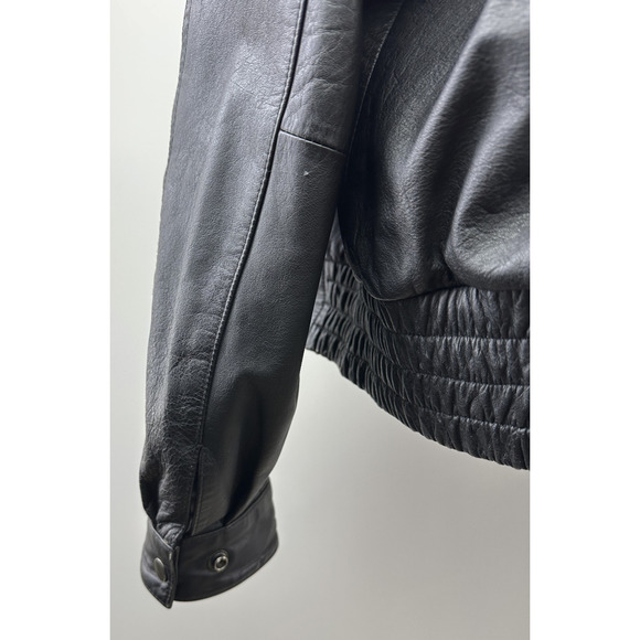 Vintage Wilsons Leather Bomber Motorcycle Jacket Asymmetric Zip Moto Black XL - Picture 11 of 16